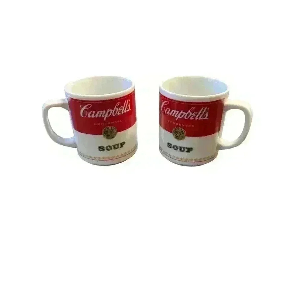 Vintage 1981 Campbell's Soup Mug Set by Corning - Red & White (2)